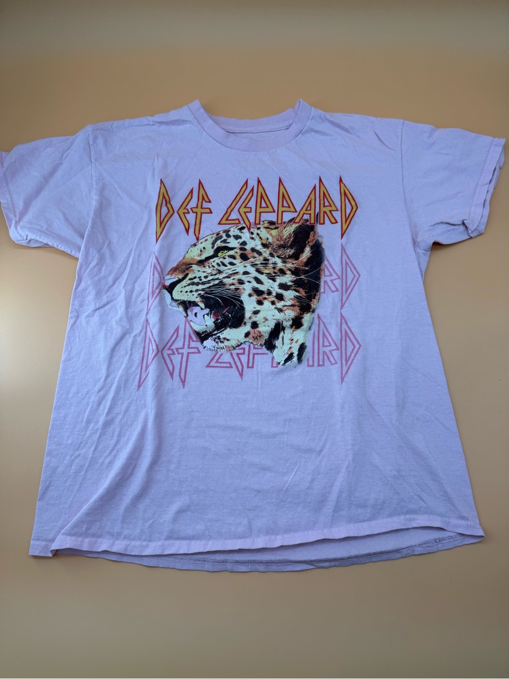 Def Leppard Graphic Tee Light Pink 2022 Rock Band Tee Animal Print